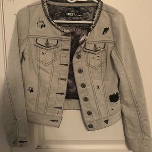 Guess Distressed Grey Chain Jacket